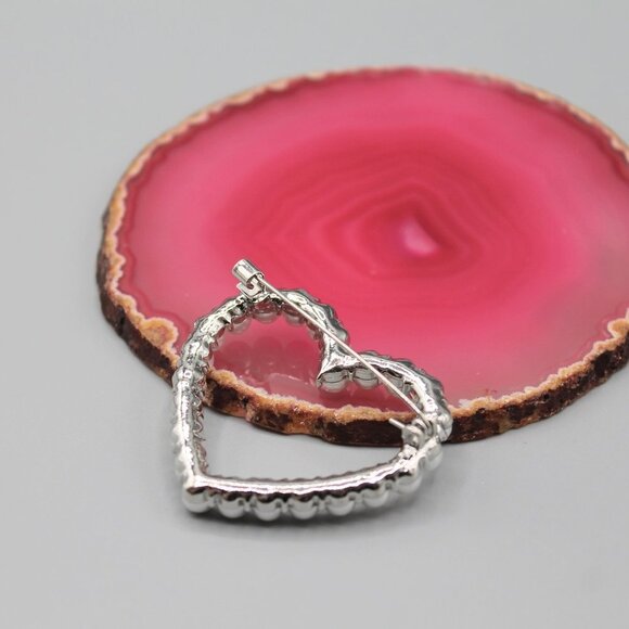 Heart love romantic pin brooch jewelry fashion pearls silver white gold tone new - Picture 7 of 13